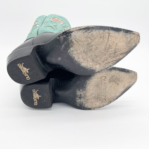 Old Gringo Women's 6 Turquoise Black Pee Wee Flower Inlay Short Cowgirl Boots - Picture 11 of 11